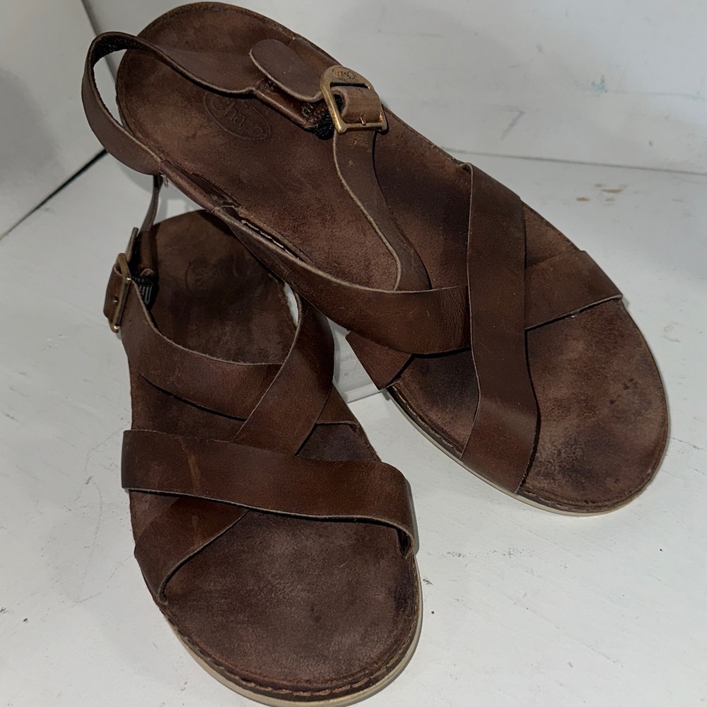 Chaco Brown Leather Strappy Sandals